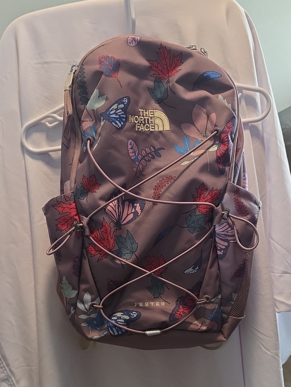 The North Face Jester Backpack - Mauve with Multicolor Floral & Butterfly Print